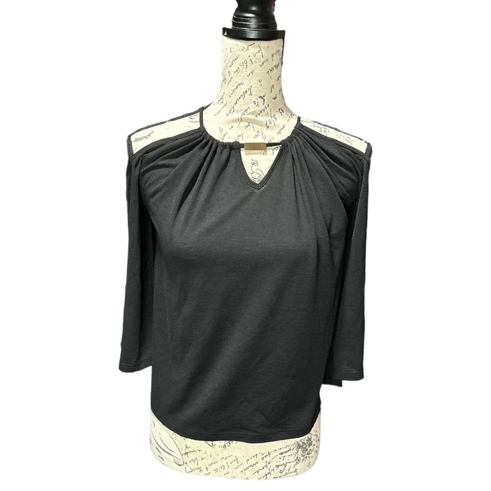 Iris Cold Should Black 3/4 Sleeve Length Blouse Size Small NWT